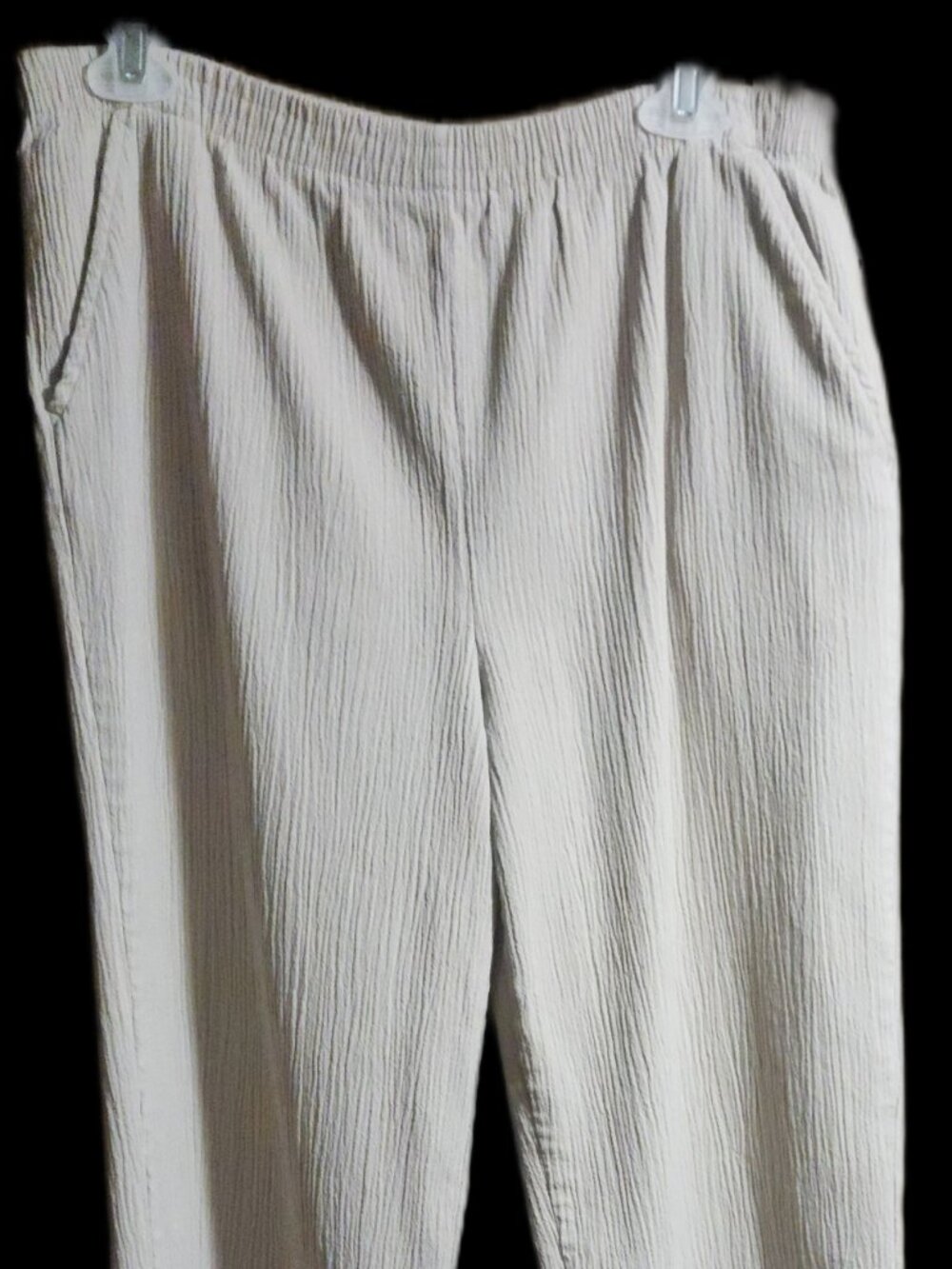 Blair Khaki Tan Textured Pull-On Casual Pants Size 12 Elastic Waist